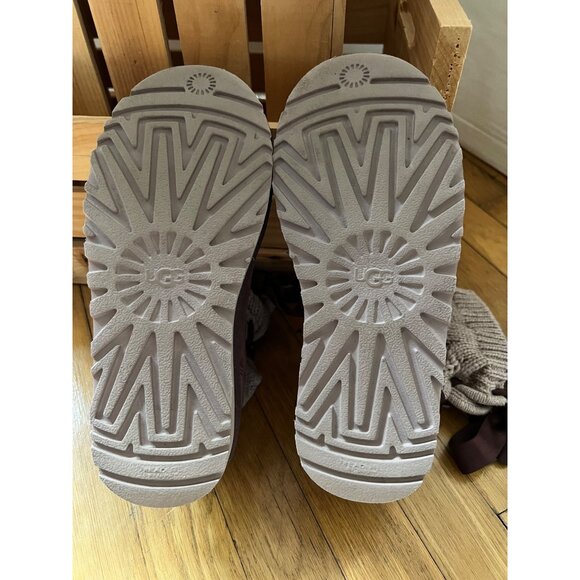 UGG Size 6 Cordovan Kiandra Chunky Cotton Knit Brushed Suede Lace Up Ankle Boots - Picture 5 of 16